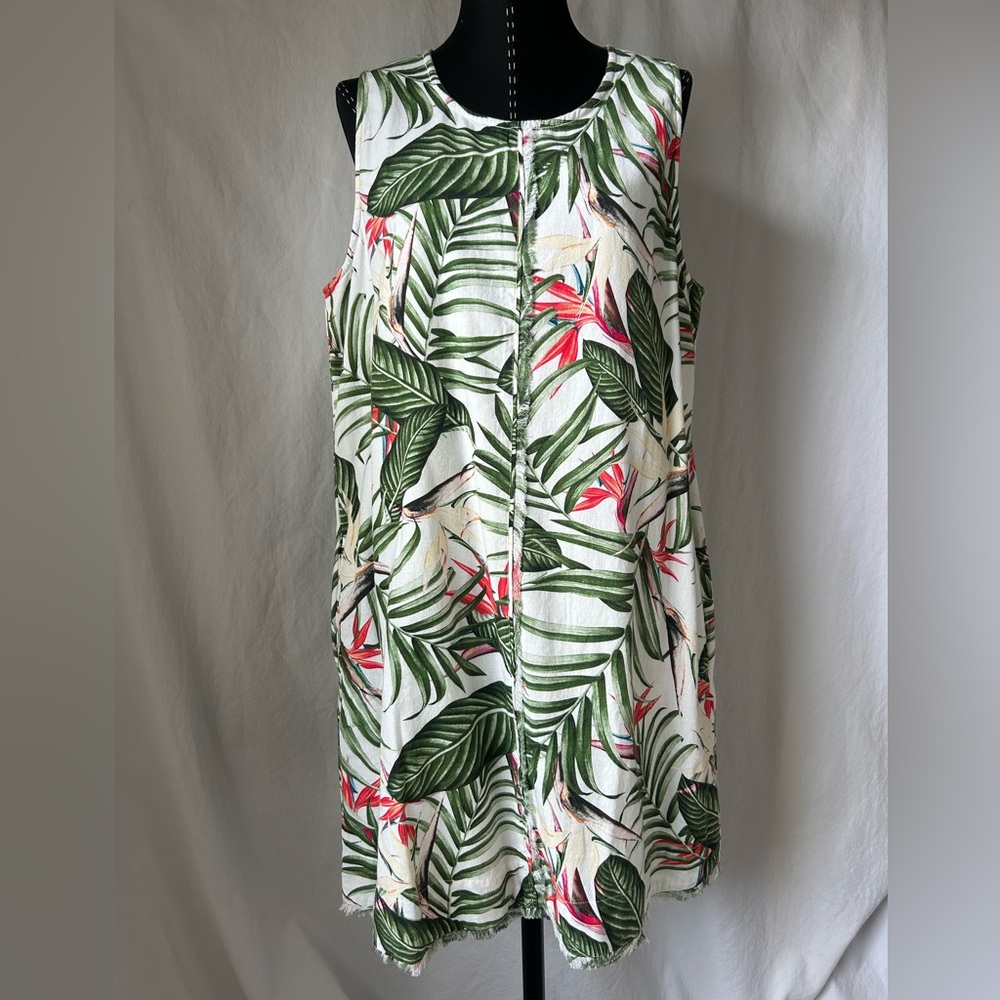 Roller Rabbit Tropical Floral Print Cotton Sleeveless Mini Summer Dress Size L